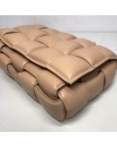 BOTTEGA VENETA Maxi Intrecciatto Padded Chain Cassette Crossbody Bag in Beige Lambskin - GHW