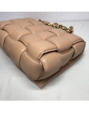 BOTTEGA VENETA Maxi Intrecciatto Padded Chain Cassette Crossbody Bag in Beige Lambskin - GHW