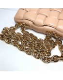 BOTTEGA VENETA Maxi Intrecciatto Padded Chain Cassette Crossbody Bag in Beige Lambskin - GHW