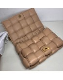 BOTTEGA VENETA Maxi Intrecciatto Padded Chain Cassette Crossbody Bag in Beige Lambskin - GHW