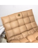 BOTTEGA VENETA Maxi Intrecciatto Padded Chain Cassette Crossbody Bag in Beige Lambskin - GHW