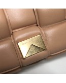 BOTTEGA VENETA Maxi Intrecciatto Padded Chain Cassette Crossbody Bag in Beige Lambskin - GHW