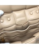 BOTTEGA VENETA Maxi Intrecciatto Padded Chain Cassette Crossbody Bag in Beige Lambskin - GHW