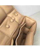 BOTTEGA VENETA Maxi Intrecciatto Padded Chain Cassette Crossbody Bag in Beige Lambskin - GHW