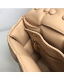 BOTTEGA VENETA Maxi Intrecciatto Padded Chain Cassette Crossbody Bag in Beige Lambskin - GHW