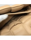 BOTTEGA VENETA Maxi Intrecciatto Padded Chain Cassette Crossbody Bag in Beige Lambskin - GHW