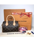 LOUIS VUITTON Monogram Speedy Bandouliere 20 Handbag with Fuchsia Shoulder Strap – GHW (Microchip)