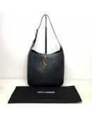 YVES SAINT LAURENT LE 5 A 7 Supple Small Hobo Bag in Black Grained Caflskin – GHW (Year 2023)