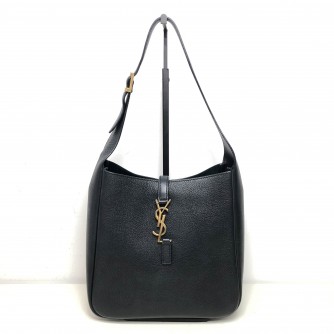 YVES SAINT LAURENT LE 5 A 7 Supple Small Hobo Bag in Black Grained Caflskin – GHW (Year 2023)