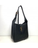 YVES SAINT LAURENT LE 5 A 7 Supple Small Hobo Bag in Black Grained Caflskin – GHW (Year 2023)