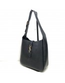 YVES SAINT LAURENT LE 5 A 7 Supple Small Hobo Bag in Black Grained Caflskin – GHW (Year 2023)
