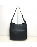 YVES SAINT LAURENT LE 5 A 7 Supple Small Hobo Bag in Black Grained Caflskin – GHW (Year 2023)