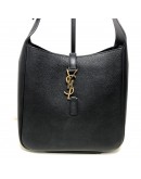 YVES SAINT LAURENT LE 5 A 7 Supple Small Hobo Bag in Black Grained Caflskin – GHW (Year 2023)