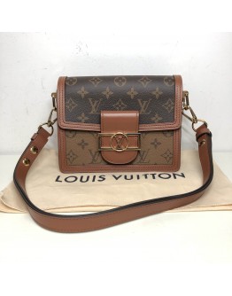 LOUIS VUITTON Mini Dauphine in Monogram & Reverse Monogram with Shoulder Strap – GHW (Microchip)