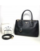 PRADA BN1801 Medium Galleria Tote with Shoulder Strap in Black Saffiano Lux Leather – GHW (Year 2013)