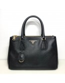 PRADA BN1801 Medium Galleria Tote with Shoulder Strap in Black Saffiano Lux Leather – GHW (Year 2013)