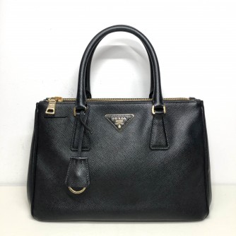 PRADA BN1801 Medium Galleria Tote with Shoulder Strap in Black Saffiano Lux Leather – GHW (Year 2013)