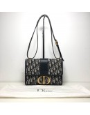 CHRISTIAN DIOR 30 Montaigne Bag in Blue Oblique Jacquard - Antique Gold Hardware (Year 2019)