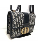 CHRISTIAN DIOR 30 Montaigne Bag in Blue Oblique Jacquard - Antique Gold Hardware (Year 2019)