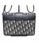 CHRISTIAN DIOR 30 Montaigne Bag in Blue Oblique Jacquard - Antique Gold Hardware (Year 2019)