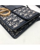 CHRISTIAN DIOR 30 Montaigne Bag in Blue Oblique Jacquard - Antique Gold Hardware (Year 2019)