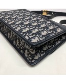 CHRISTIAN DIOR 30 Montaigne Bag in Blue Oblique Jacquard - Antique Gold Hardware (Year 2019)