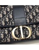 CHRISTIAN DIOR 30 Montaigne Bag in Blue Oblique Jacquard - Antique Gold Hardware (Year 2019)