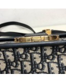 CHRISTIAN DIOR 30 Montaigne Bag in Blue Oblique Jacquard - Antique Gold Hardware (Year 2019)