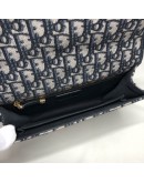 CHRISTIAN DIOR 30 Montaigne Bag in Blue Oblique Jacquard - Antique Gold Hardware (Year 2019)
