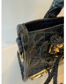 BALENCIAGA Mini City Bag with Shoulder Strap in Teal Blue Croc Embossed Calfskin – GHW