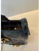 BALENCIAGA Mini City Bag with Shoulder Strap in Teal Blue Croc Embossed Calfskin – GHW