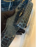 BALENCIAGA Mini City Bag with Shoulder Strap in Teal Blue Croc Embossed Calfskin – GHW
