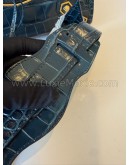 BALENCIAGA Mini City Bag with Shoulder Strap in Teal Blue Croc Embossed Calfskin – GHW