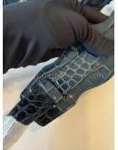 BALENCIAGA Mini City Bag with Shoulder Strap in Teal Blue Croc Embossed Calfskin – GHW