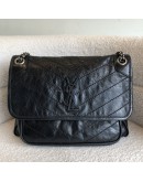 YVES SAINT LAURENT Niki Medium Chain Bag in Black Vintage Calf Leather – RHW (New Model with D-Ring - Year 2023)