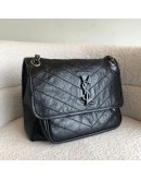 YVES SAINT LAURENT Niki Medium Chain Bag in Black Vintage Calf Leather – RHW (New Model with D-Ring - Year 2023)