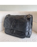 YVES SAINT LAURENT Niki Medium Chain Bag in Black Vintage Calf Leather – RHW (New Model with D-Ring - Year 2023)