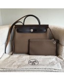 HERMES Herbag PM 31 Brown Canvas with Dark Brown Calfskin Leather & PHW – Shoulder Bag Type (Stamp Y - Year 2020)