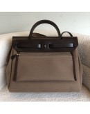 HERMES Herbag PM 31 Brown Canvas with Dark Brown Calfskin Leather & PHW – Shoulder Bag Type (Stamp Y - Year 2020)