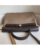 HERMES Herbag PM 31 Brown Canvas with Dark Brown Calfskin Leather & PHW – Shoulder Bag Type (Stamp Y - Year 2020)