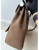 HERMES Herbag PM 31 Brown Canvas with Dark Brown Calfskin Leather & PHW – Shoulder Bag Type (Stamp Y - Year 2020)