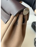 HERMES Herbag PM 31 Brown Canvas with Dark Brown Calfskin Leather & PHW – Shoulder Bag Type (Stamp Y - Year 2020)