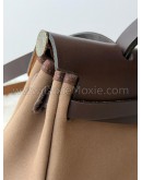 HERMES Herbag PM 31 Brown Canvas with Dark Brown Calfskin Leather & PHW – Shoulder Bag Type (Stamp Y - Year 2020)