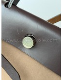 HERMES Herbag PM 31 Brown Canvas with Dark Brown Calfskin Leather & PHW – Shoulder Bag Type (Stamp Y - Year 2020)