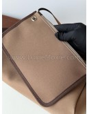 HERMES Herbag PM 31 Brown Canvas with Dark Brown Calfskin Leather & PHW – Shoulder Bag Type (Stamp Y - Year 2020)
