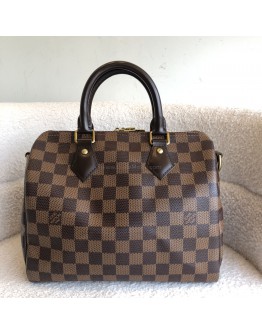 LOUIS VUITTON Damier Ebene Speedy Bandouliere 25 Handbag – GHW (Microchip)