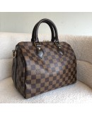 LOUIS VUITTON Damier Ebene Speedy Bandouliere 25 Handbag – GHW (Microchip)