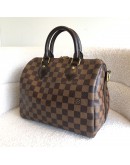 LOUIS VUITTON Damier Ebene Speedy Bandouliere 25 Handbag – GHW (Microchip)