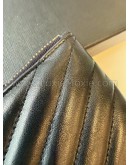 YVES SAINT LAURENT Monogram Chevron Quilted Clutch in Black Calfskin – GHW