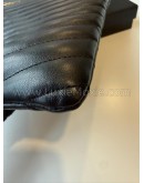 YVES SAINT LAURENT Monogram Chevron Quilted Clutch in Black Calfskin – GHW